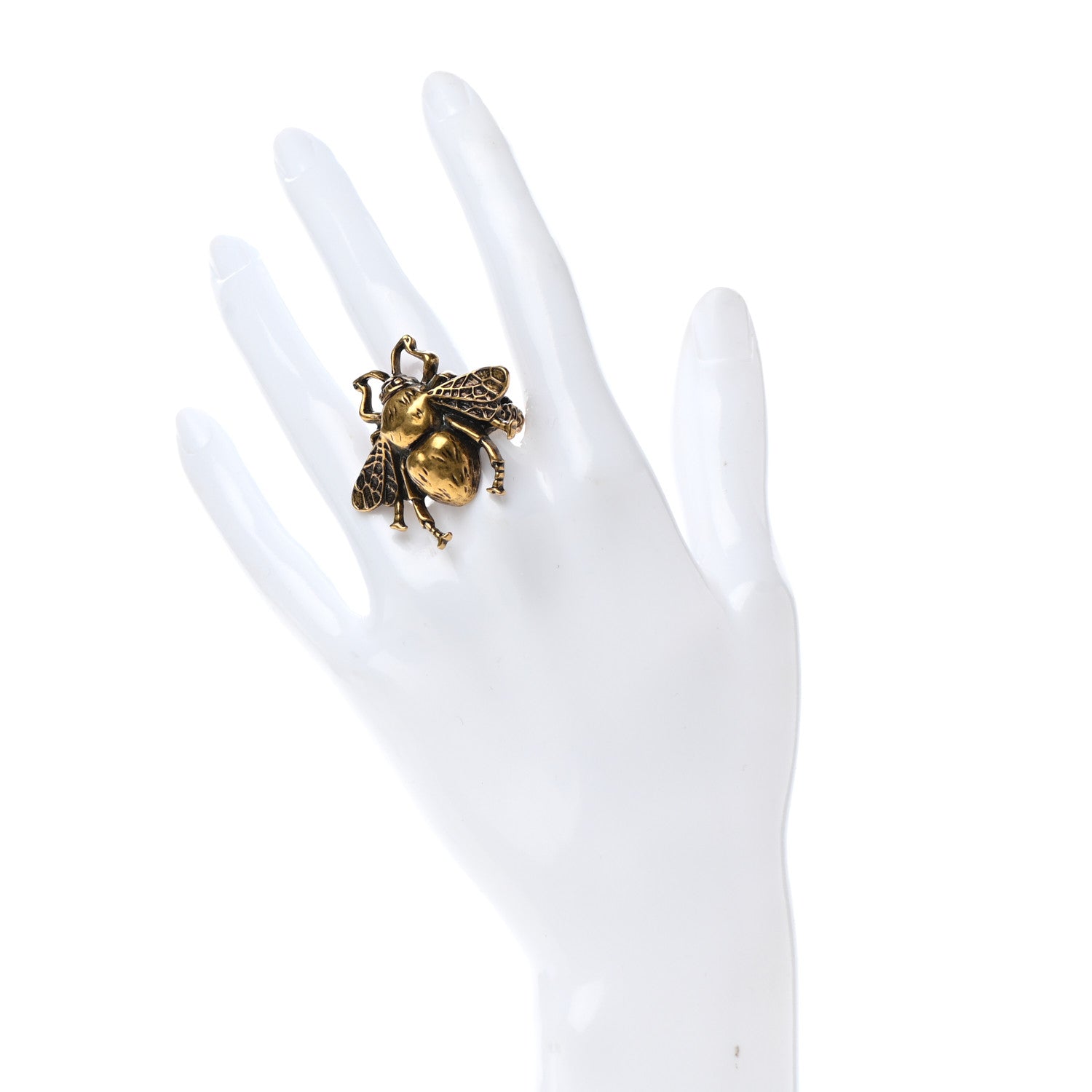 Gucci Metal Enamel Bee Ring 6 Aged Gold 2 of 4