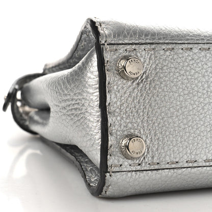Fendi Cuoio Romano Lux Selleria Mini Peekaboo Iconic Satchel Argento 8 of 10