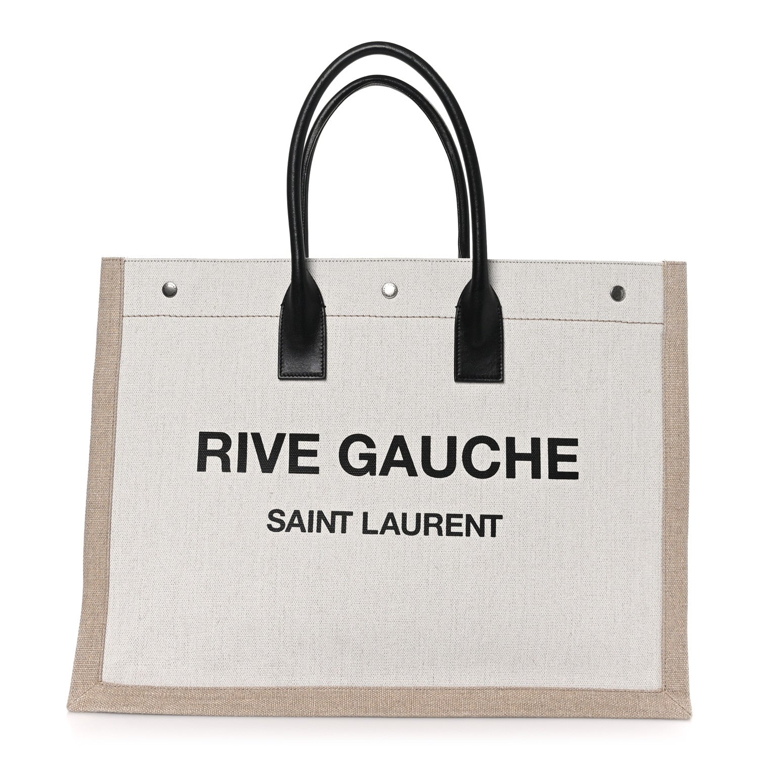 Saint Laurent Linen Calfskin Rive Gauche Tote Optic White 1 of 9
