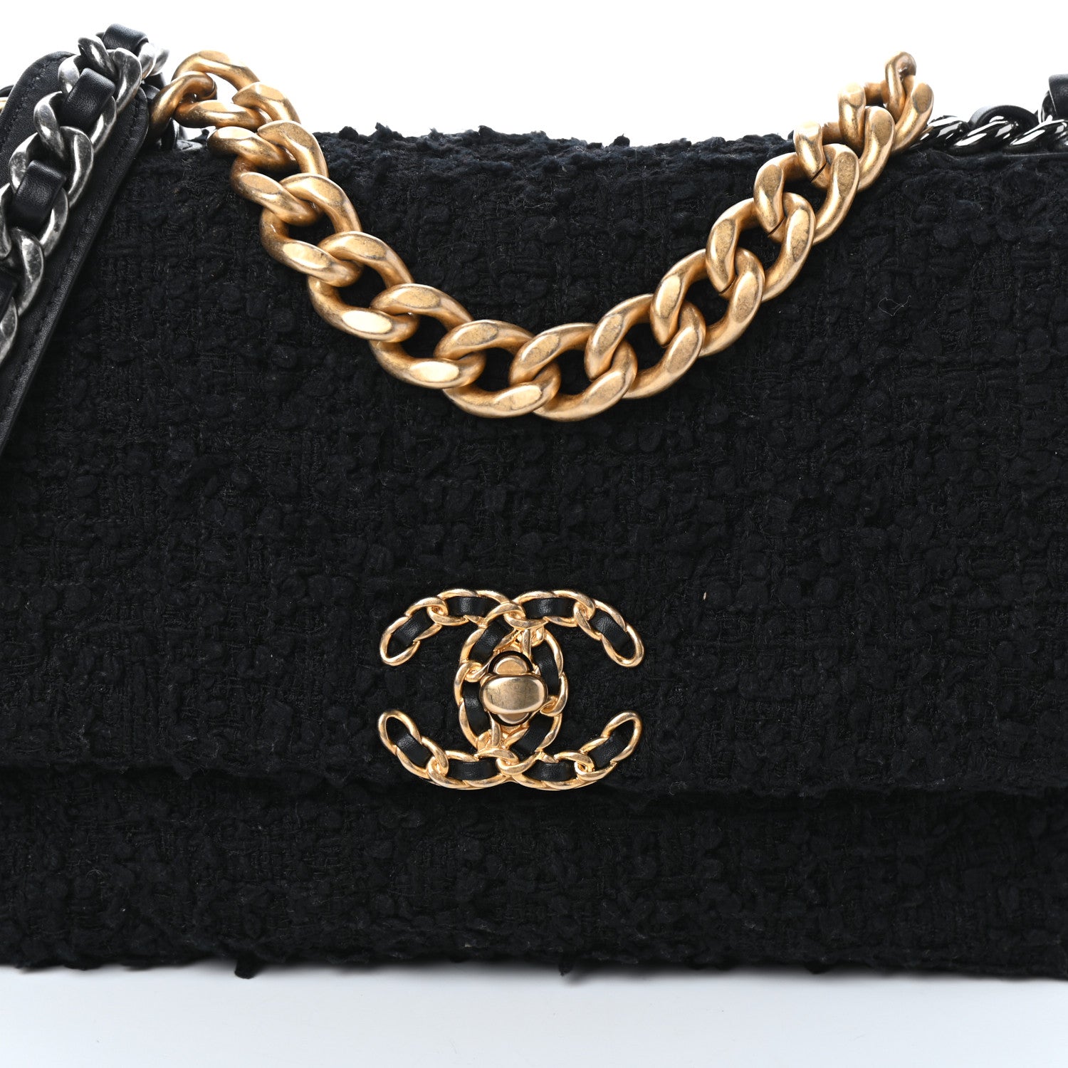 Chanel Tweed Quilted Medium Chanel 19 Flap Black 7 of 9