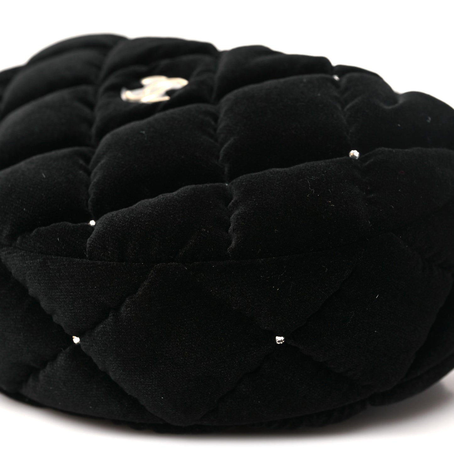 Velvet Diamanté Quilted Pocket Pouch Hobo Black