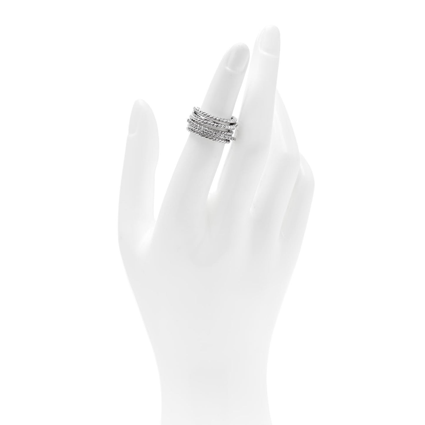 Sterling Silver Diamond 11mm Wide Crossover Cable Ring 48 4.5