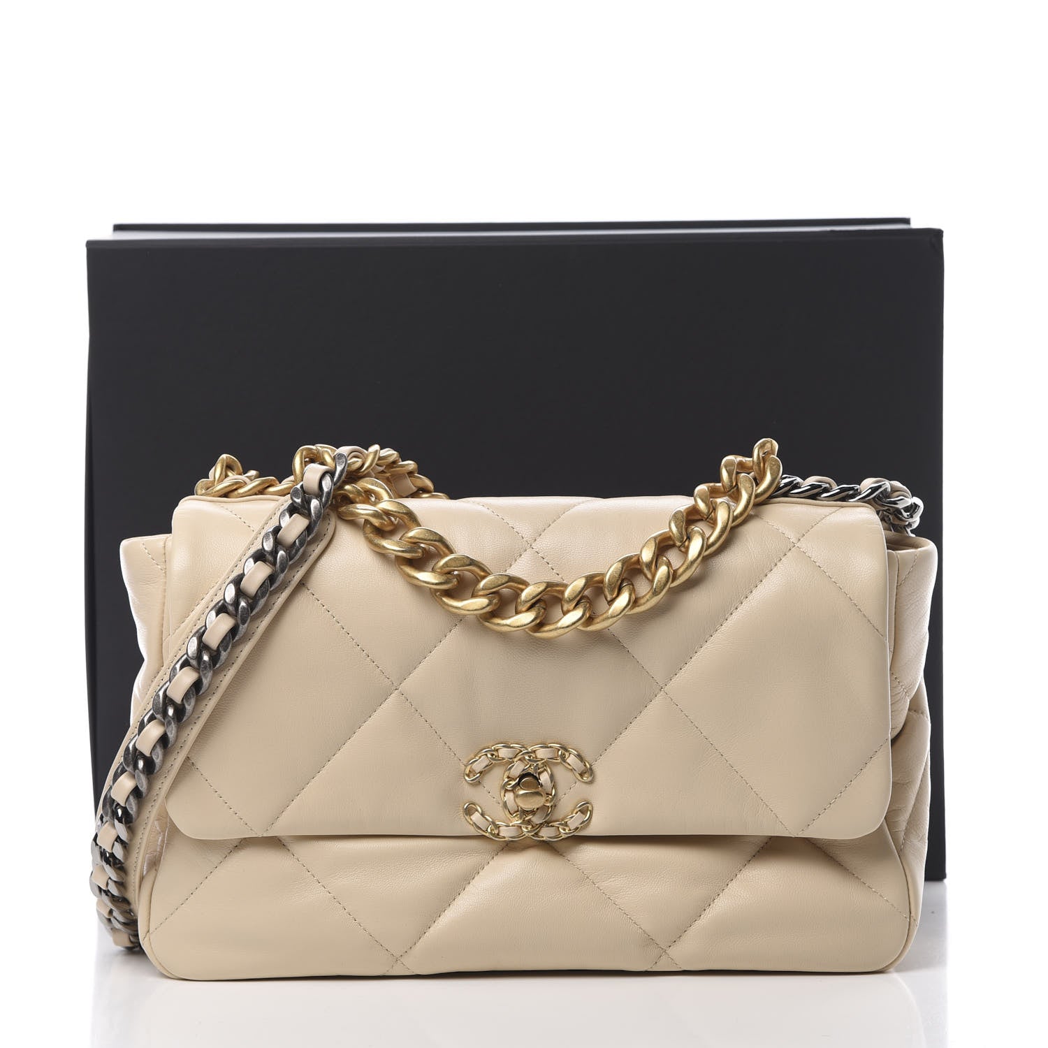 Chanel Goatskin Quilted Large 19 Flap Beige 12 of 12