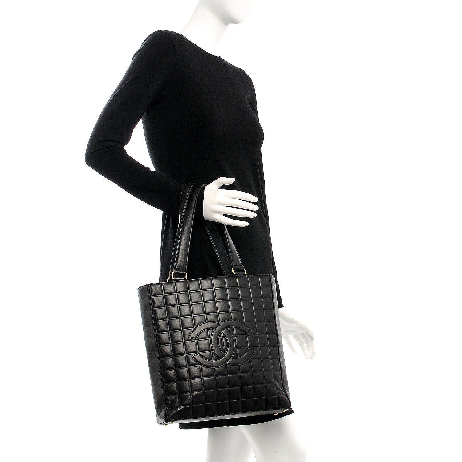 Chanel Lambskin Quilted Chocolate Bar Tote Black 2 of 7