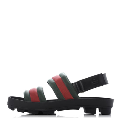 Gucci Nylon Cirano Lux Web Mens Cleat Sole Slingback Sandals 9.5 Green Red Black 1 of 10