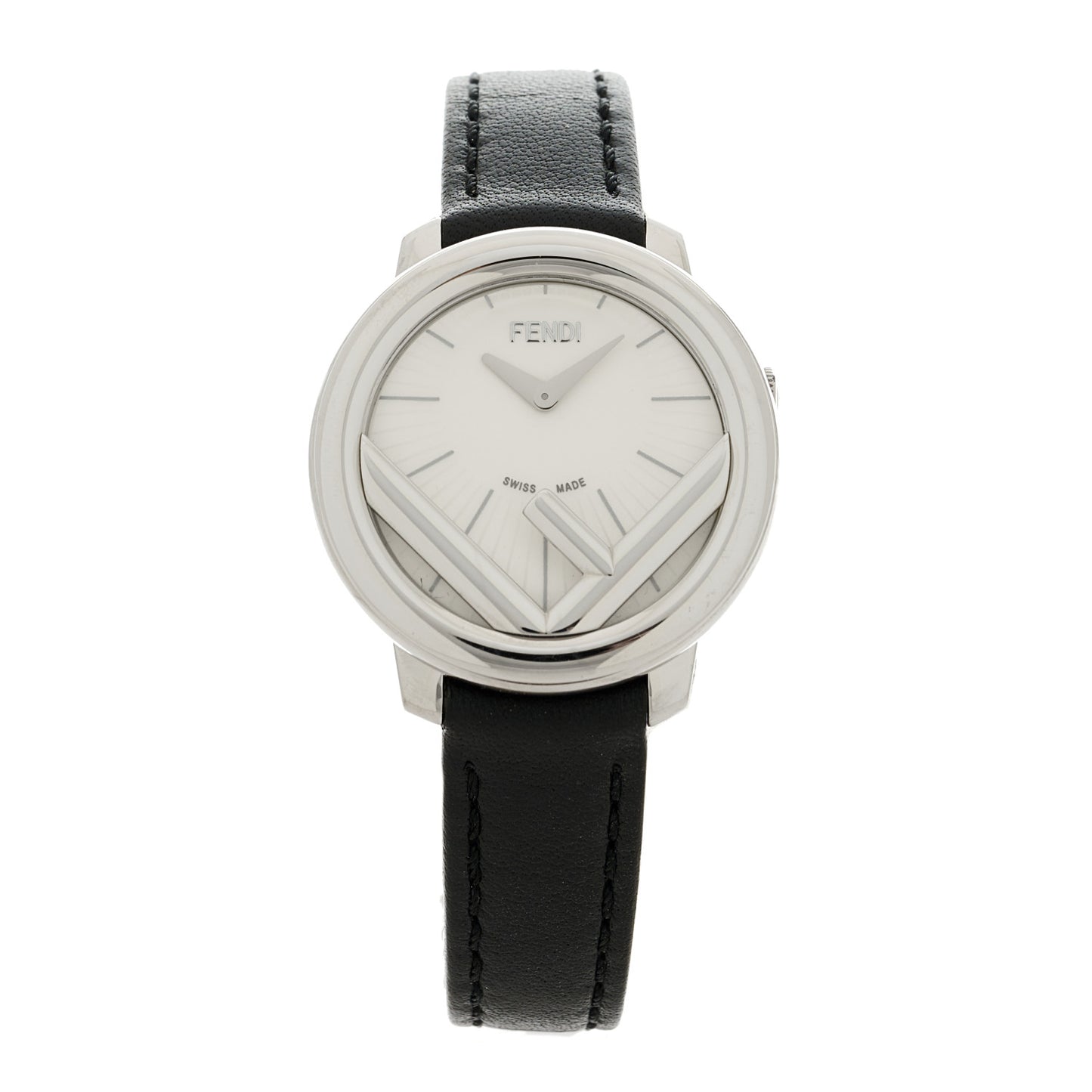 Stainless Steel Calfskin 28mm Run Away Quartz Watch Black