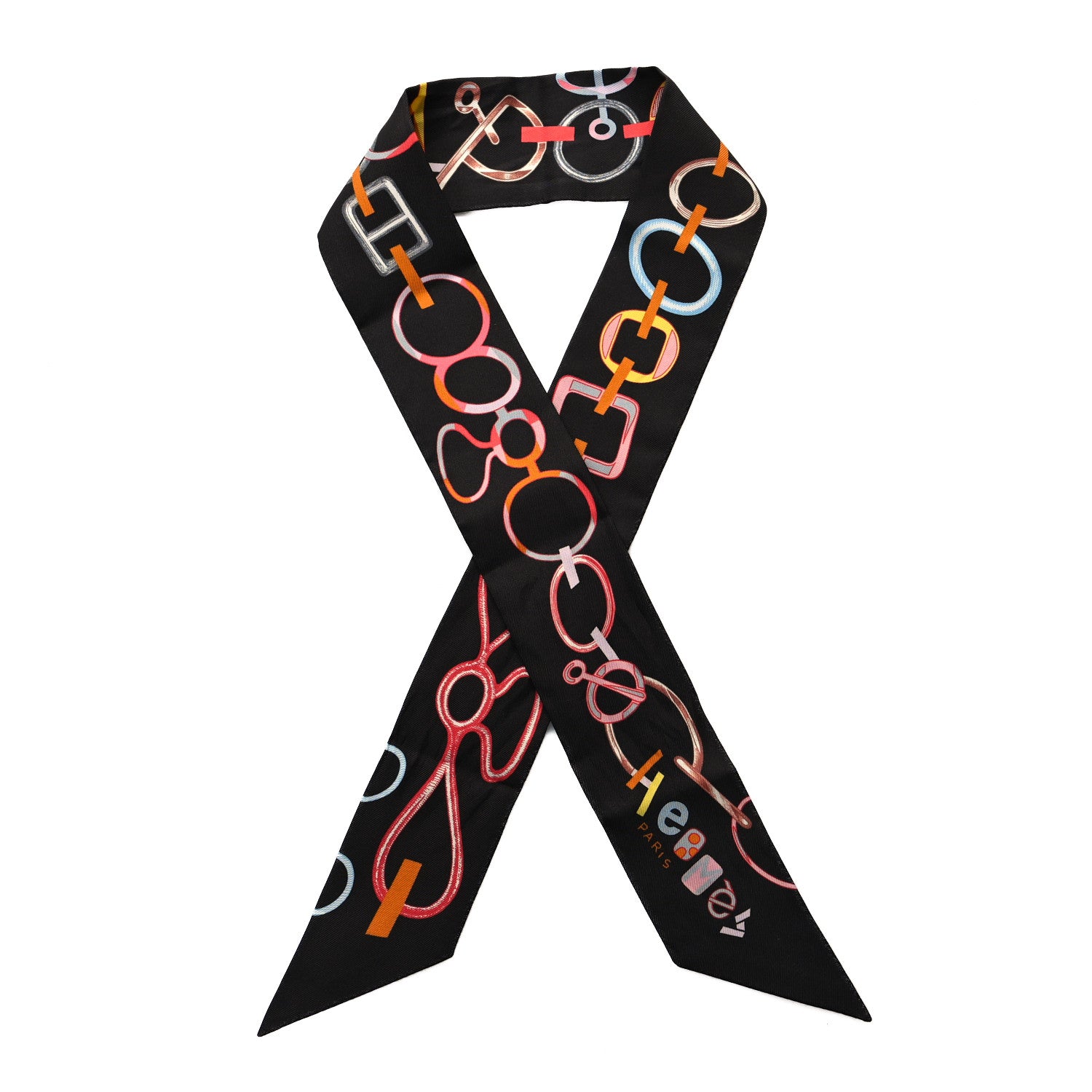 Hermes Silk Do Re Boucles Twilly Black Rose Multicolore 1 of 4