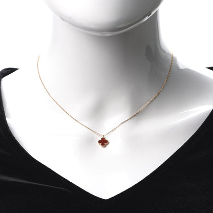 Van Cleef & Arpels 18K Rose Gold Carnelian Sweet Alhambra Pendant Necklace 2 of 8