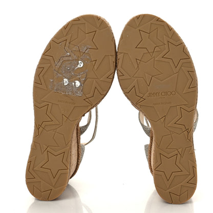 Jimmy Choo Glitter Rope Cork Alanah 105 Wedge 38.5 Silver 5 of 7