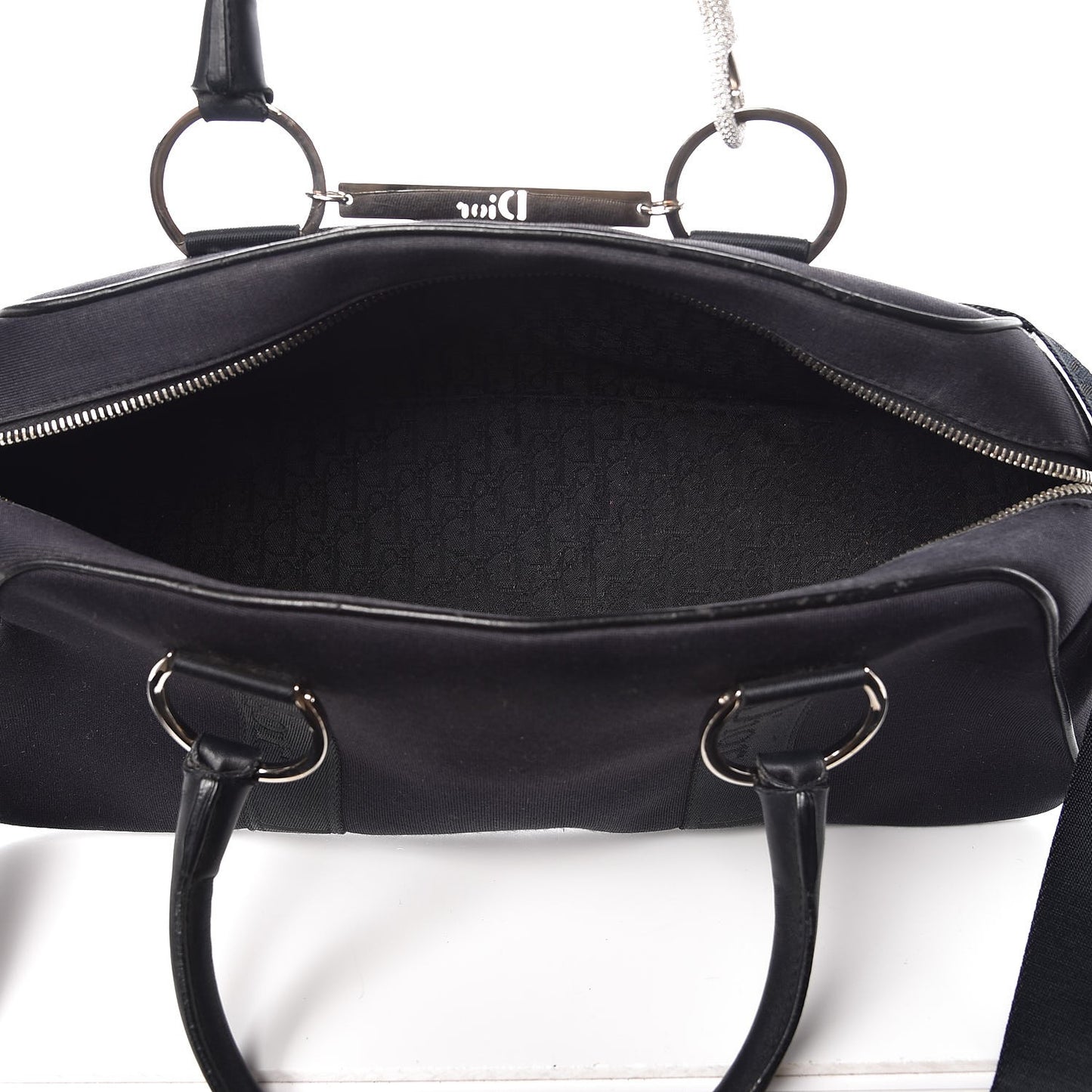 Nylon Crystal Satchel Black