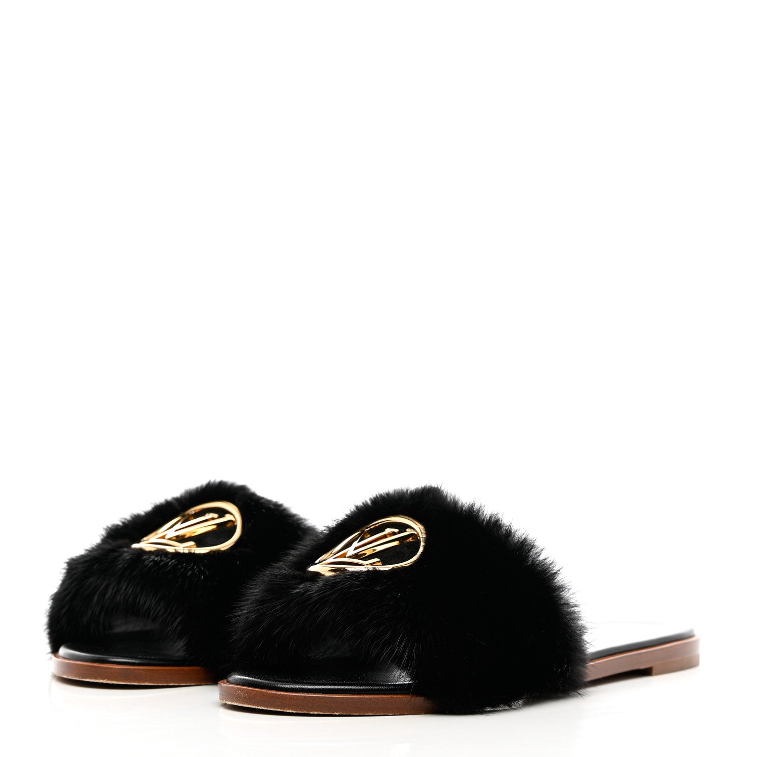 Louis Vuitton Mink Fur Lock It Flat Mule 40 Black 3 of 13
