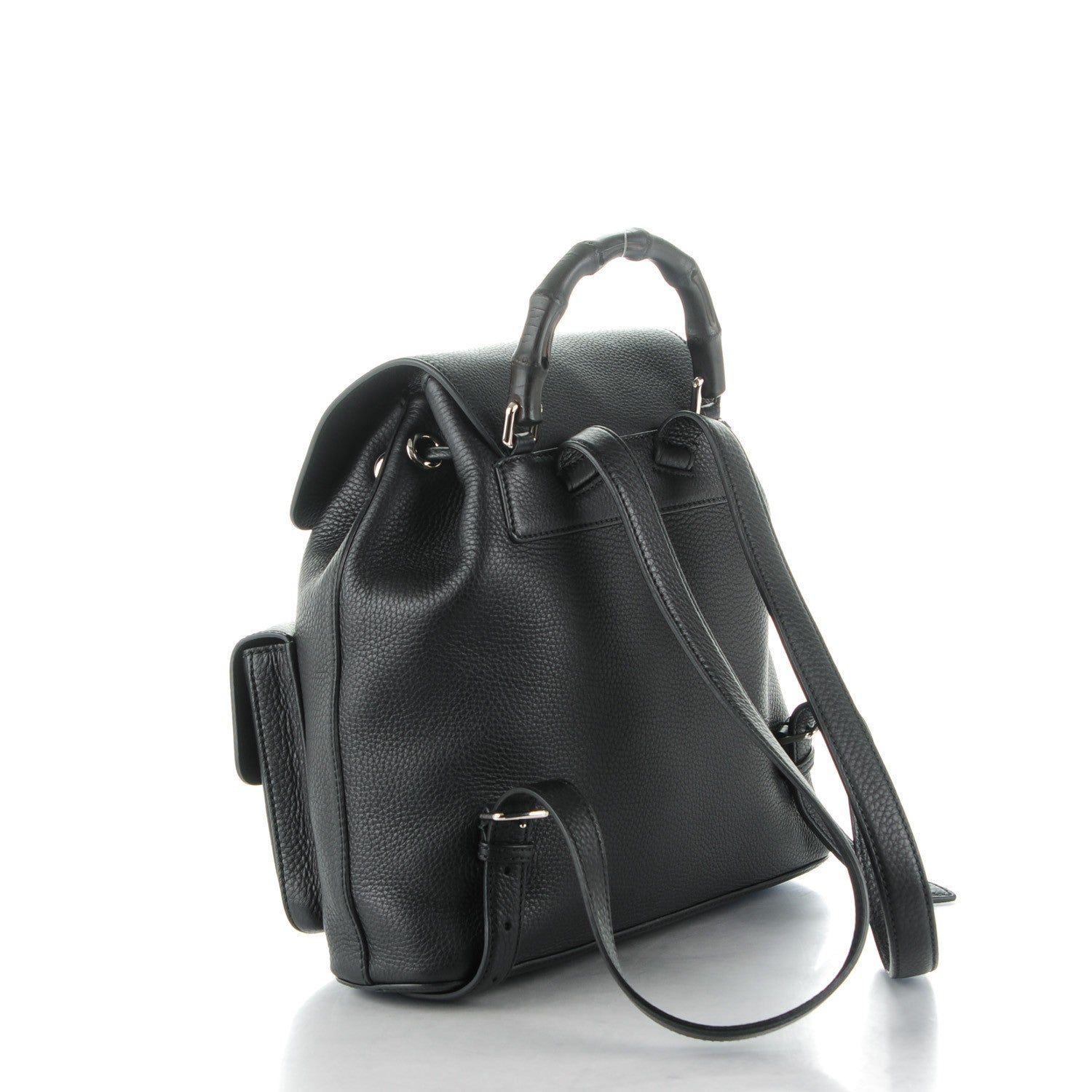 Gucci Cellarius Calfskin Medium Bamboo Backpack Black 3 of 7