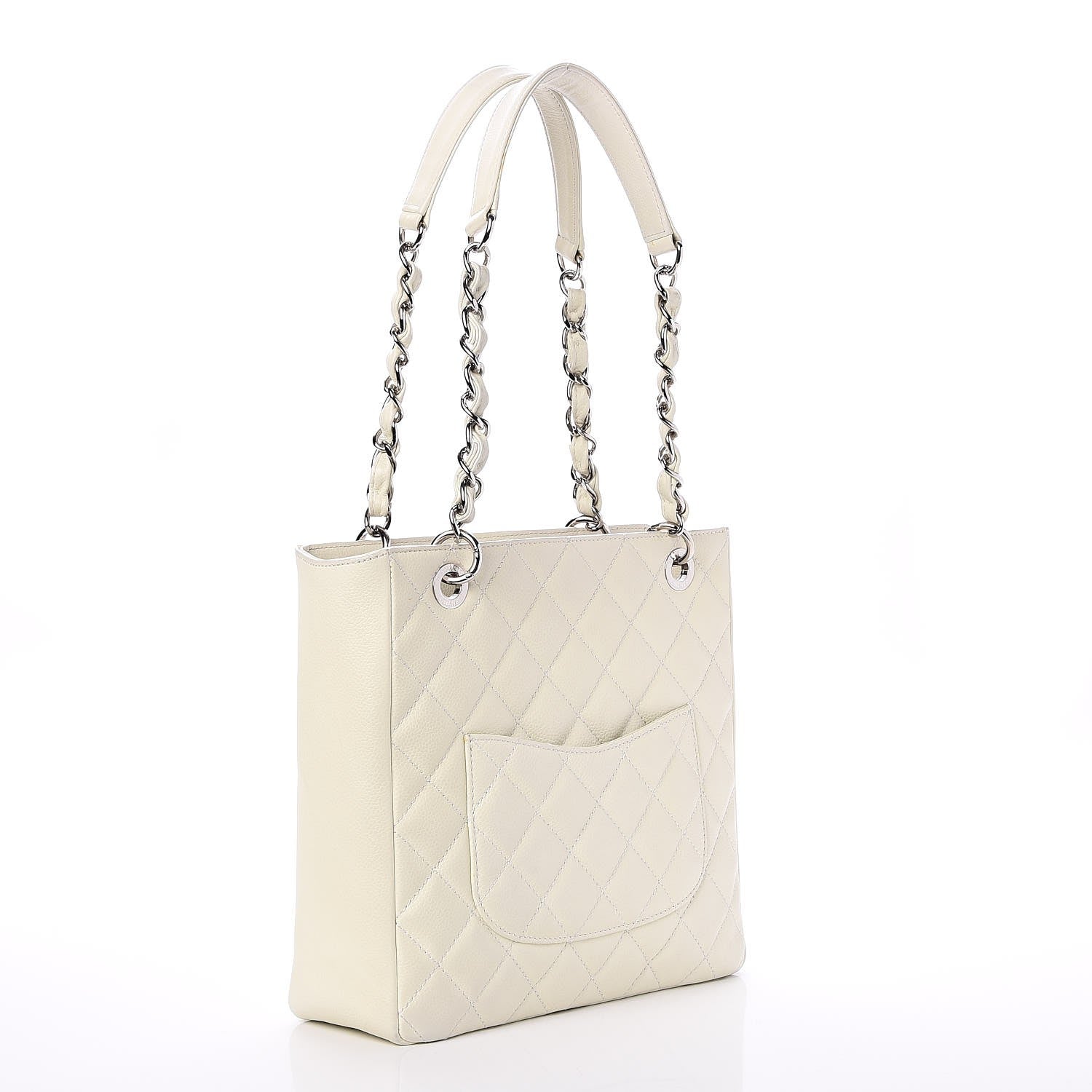 Chanel Caviar Quilted Petit Shopping Tote PST White 3 of 8