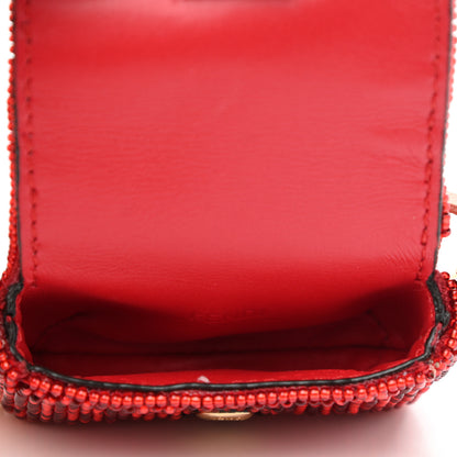 Fendi Enamel Nappa Beaded Flower Embroidered Pico Baguette Charm Rosso Albicocca 4 of 9