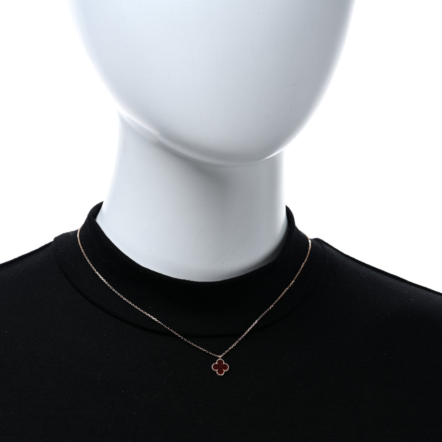 18K Rose Gold Carnelian Sweet Alhambra Pendant Necklace