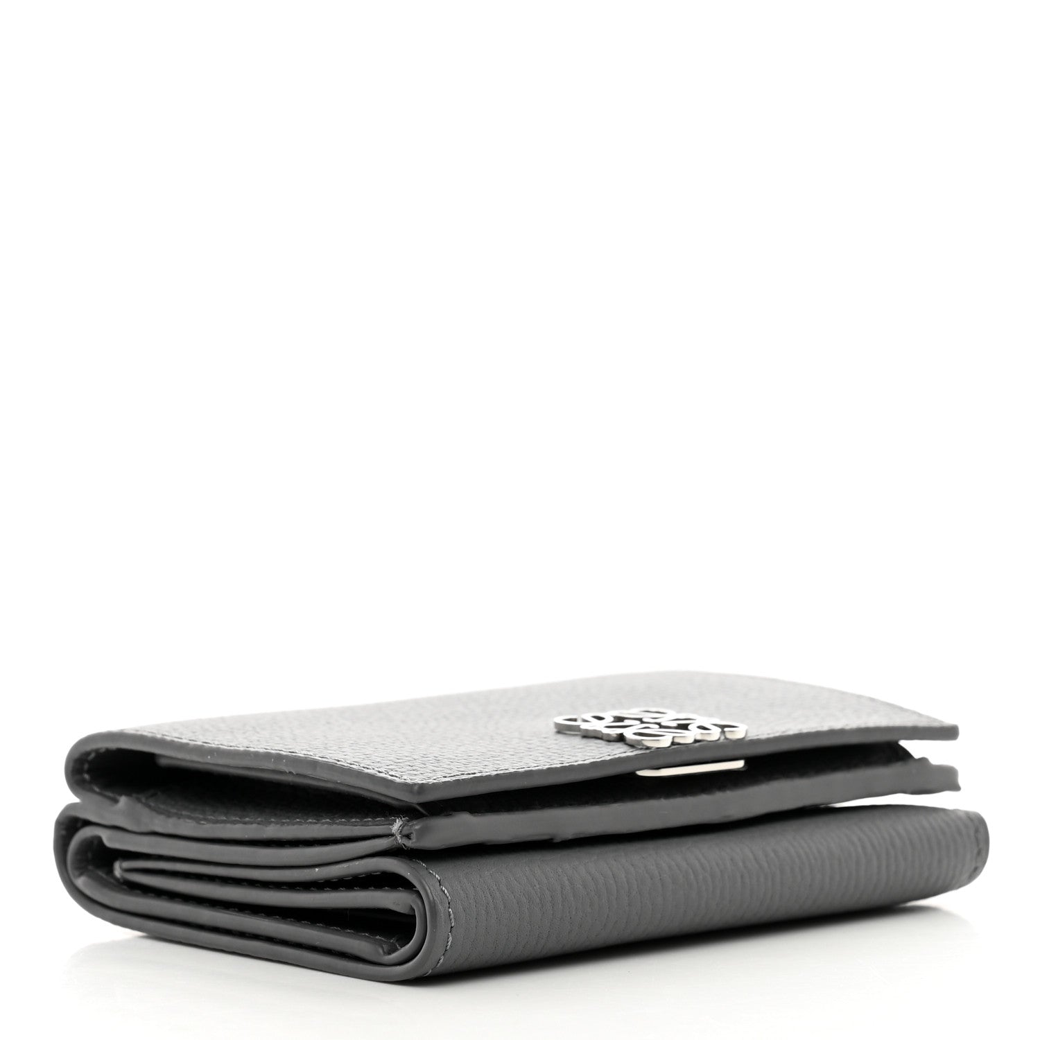 Loewe Grained Calfskin Anagram Trifold Wallet Asphalt Grey 4 of 7