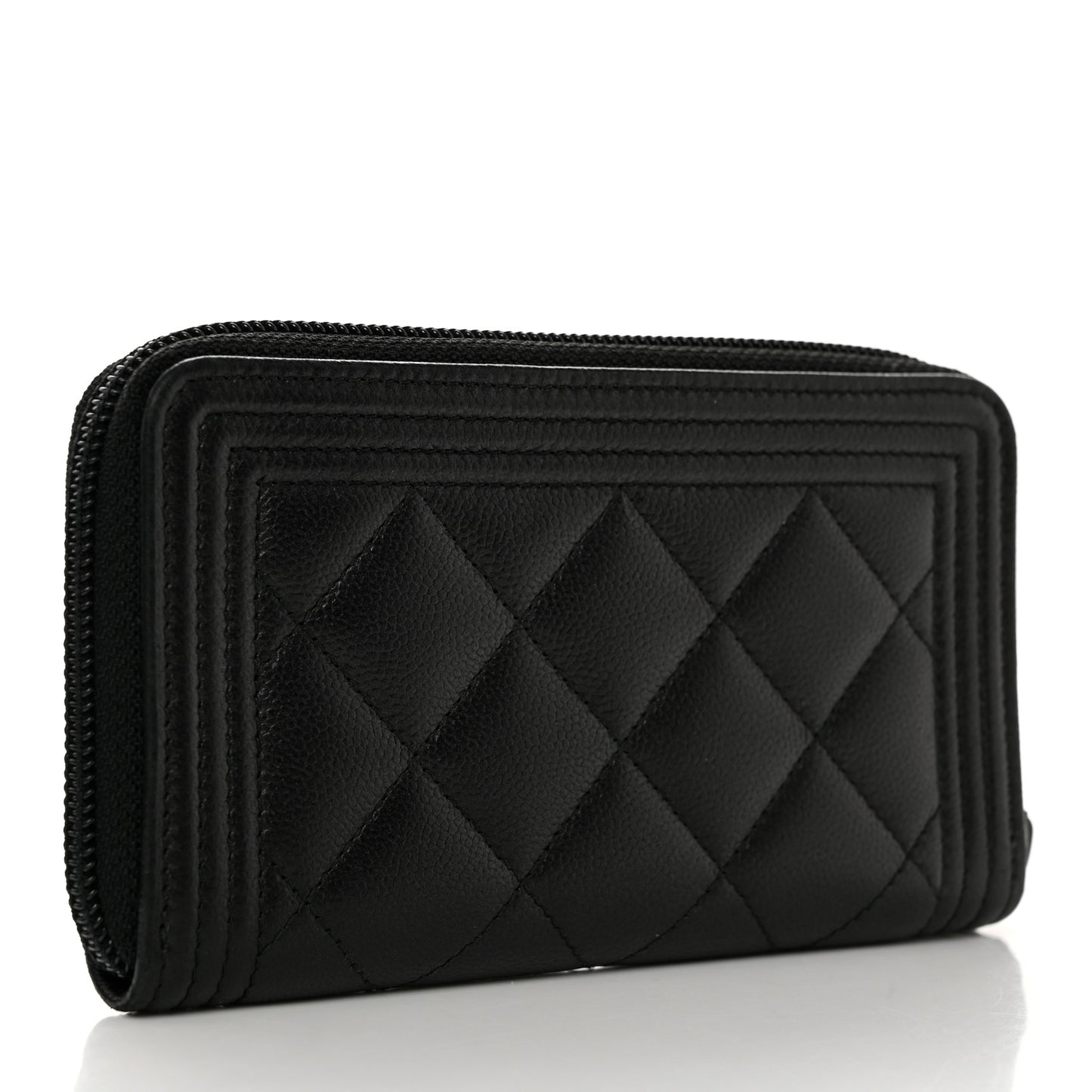 Caviar Quilted Small Boy Zip Around Wallet So Black