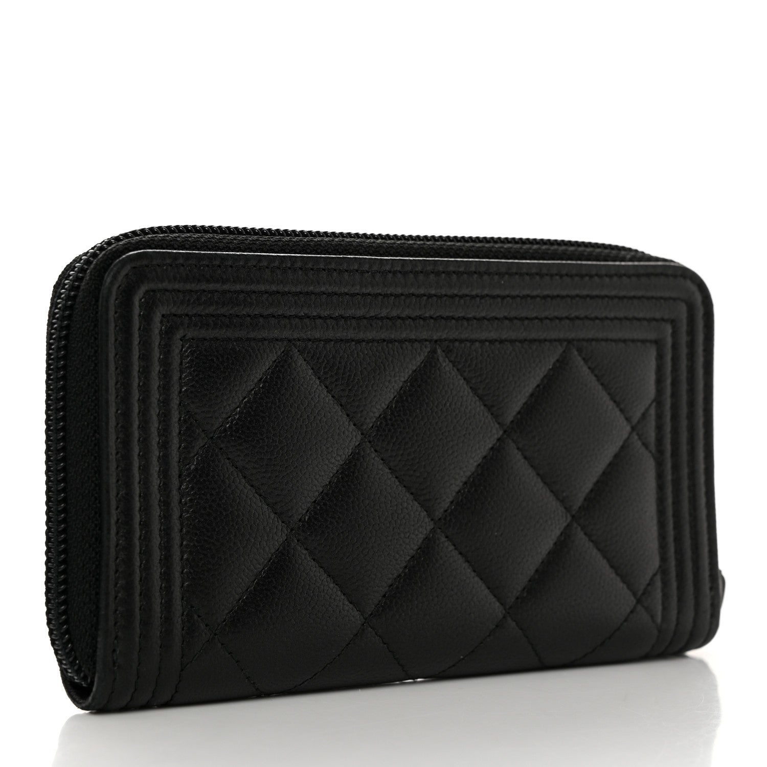 Chanel Caviar Quilted Small Boy Zip Around Wallet So Black 3 of 10