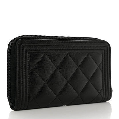 Chanel Caviar Quilted Small Boy Zip Around Wallet So Black 3 of 10