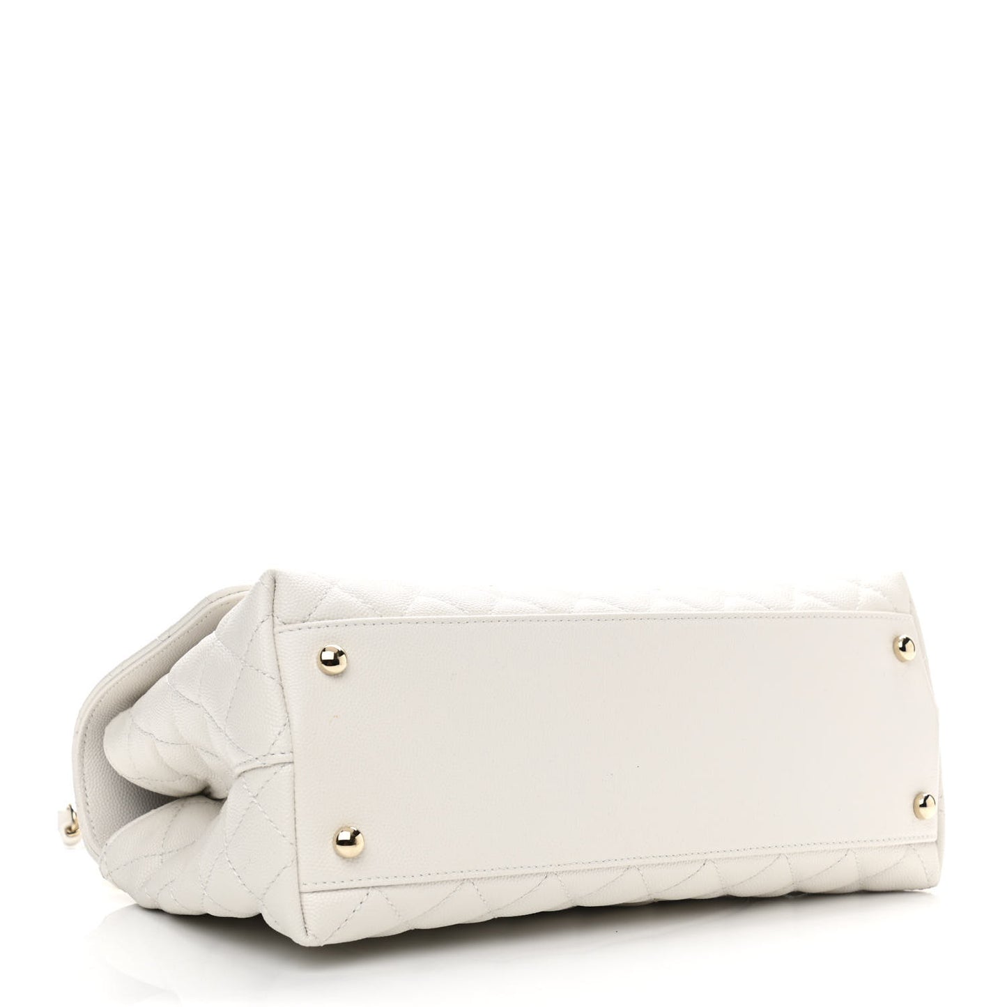 Caviar Quilted Small Coco Handle Flap White
