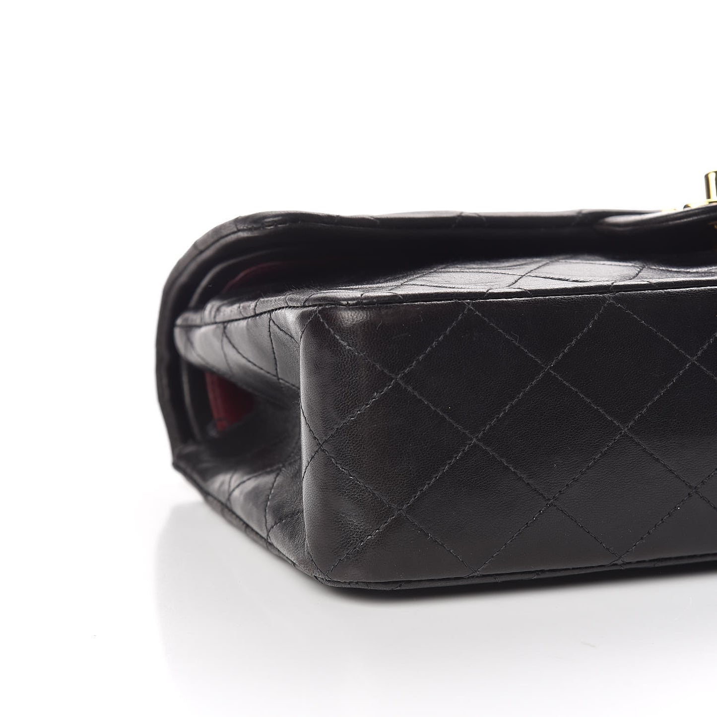 Lambskin Quilted Medium Double Flap Black