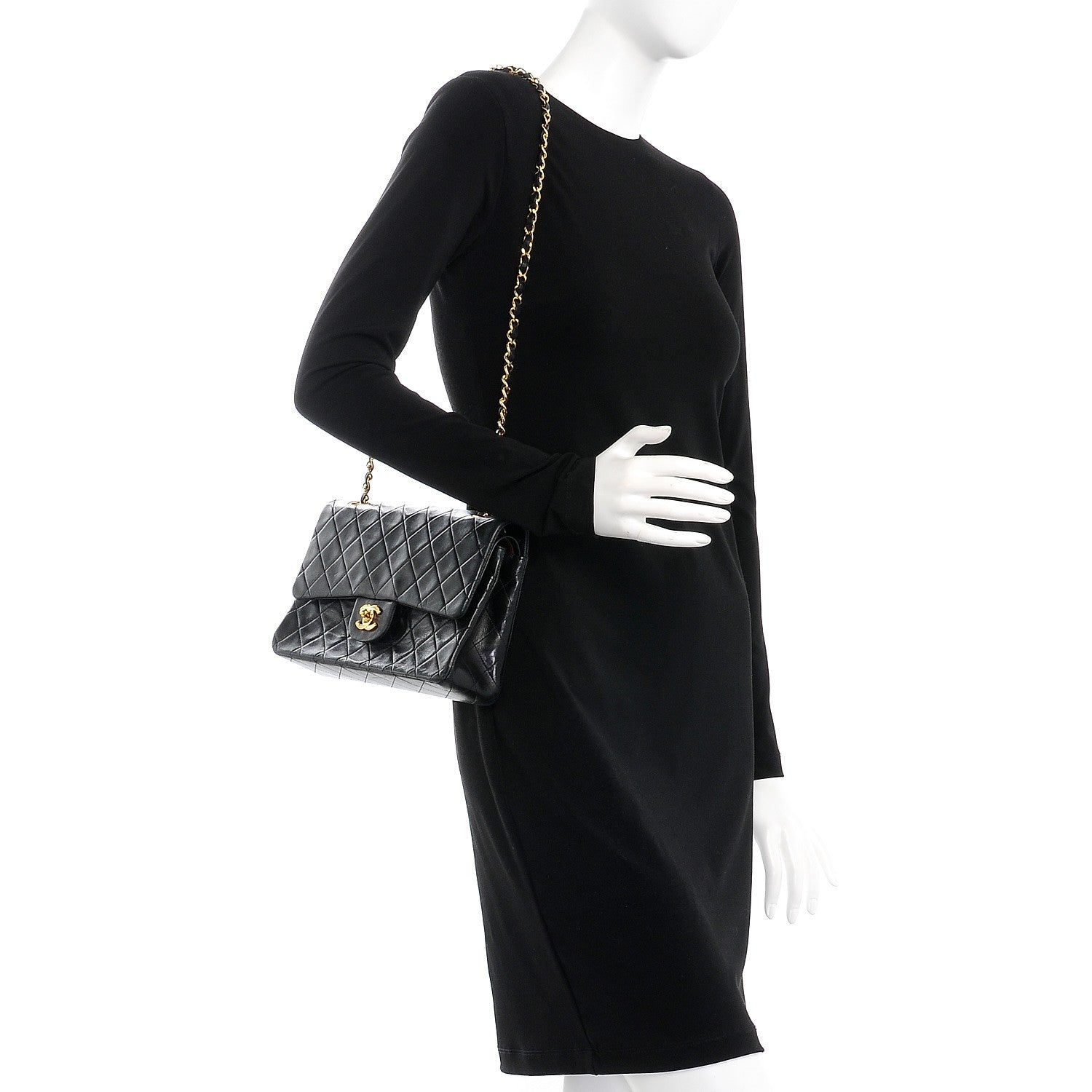 Chanel Lambskin Quilted Medium Double Flap Black 2 of 8
