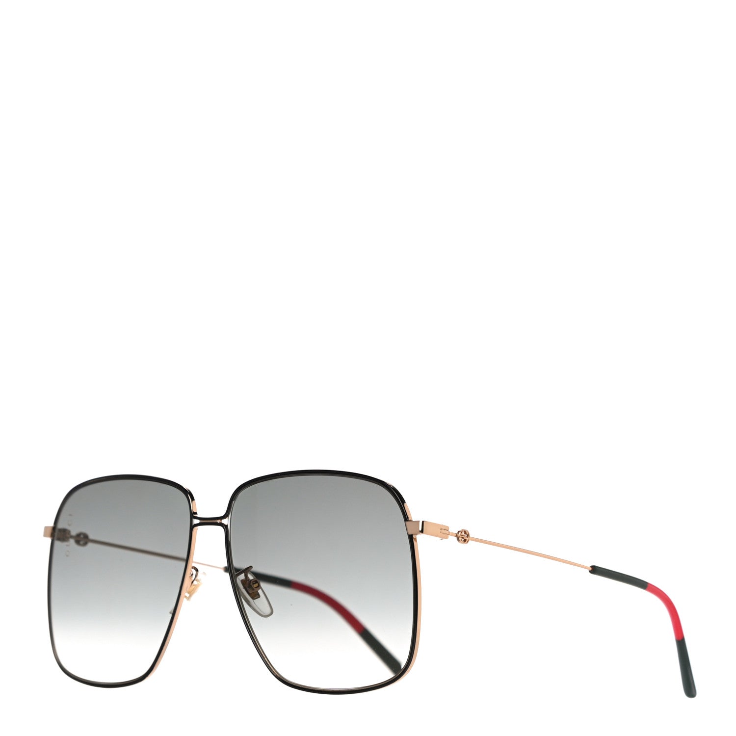 Gucci Web Rectangular Frame Interlocking G Sunglasses GG0394S Green Red 1 of 8