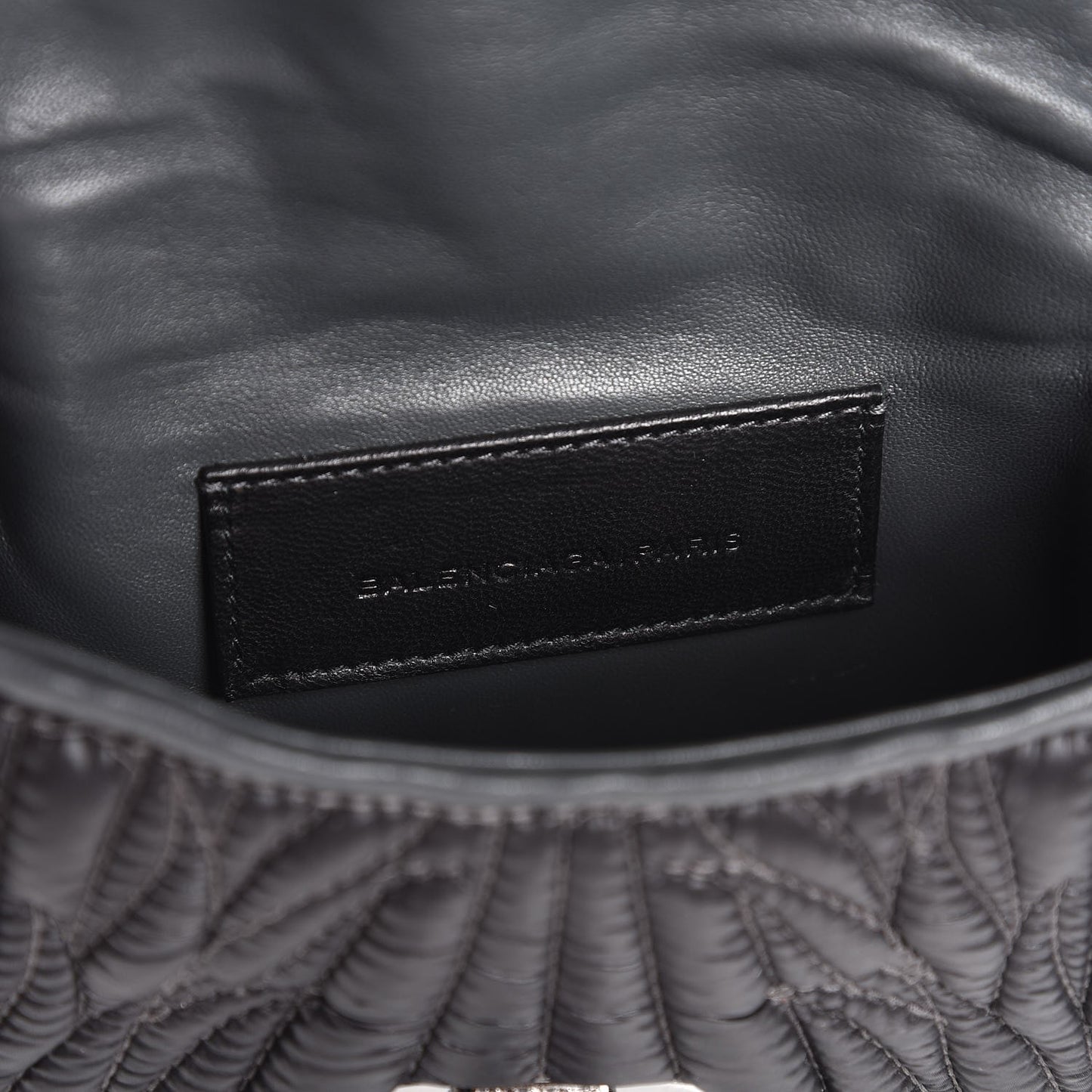 Nylon Quilted Matelasse Shoulder Bag Black