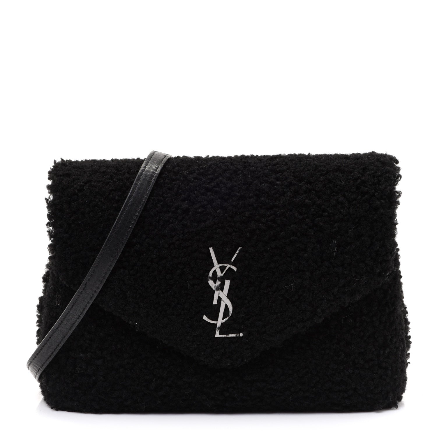 Saint Laurent Shearling Toy Loulou Shoulder Bag Black 1 of 12