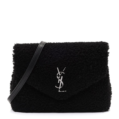 Saint Laurent Shearling Toy Loulou Shoulder Bag Black 1 of 12
