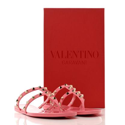 Valentino Garavani PVC Jelly Rockstud Caged Flat Thong Sandals 38 Dawn Pink 8 of 8