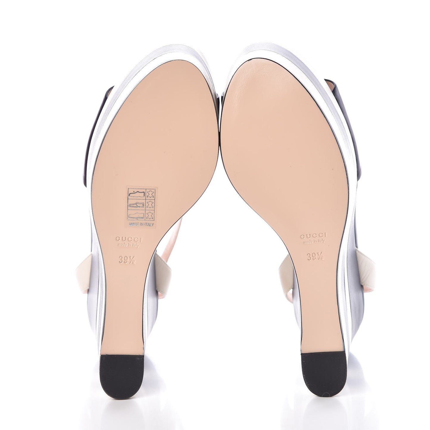 Calfskin Sally Striped Platform Wedge Sandals 39.5 Navy Ivory