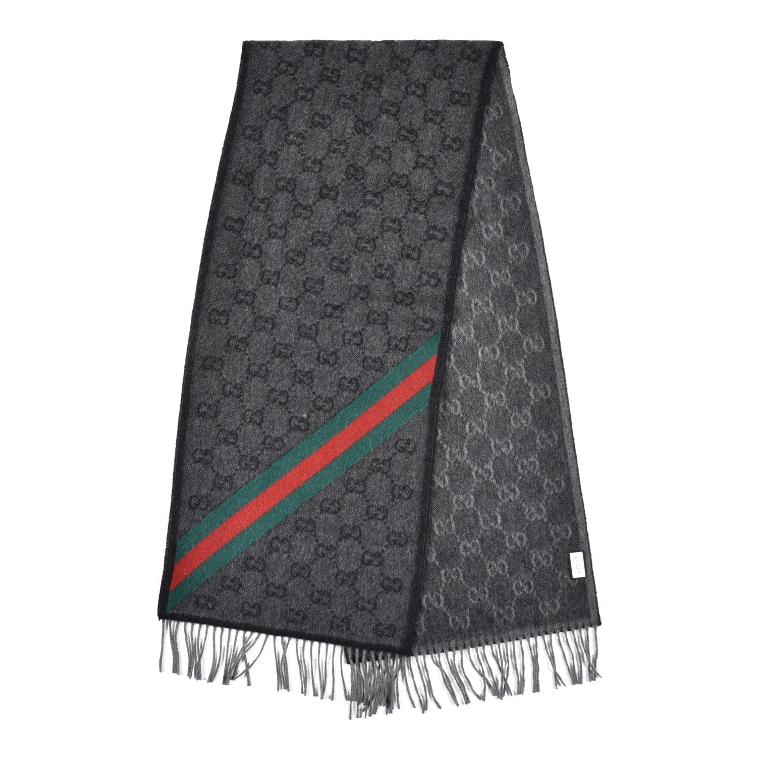 Gucci Wool Angora Monogram Web New Nikky Scarf Lead Dark Green 2 of 5