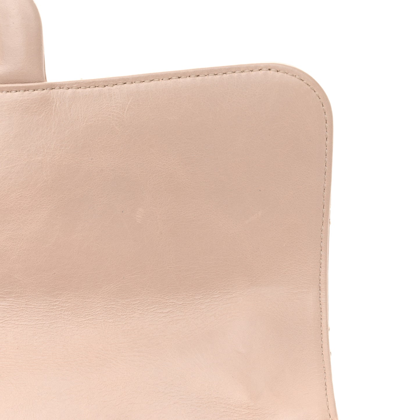 Glazed Calfskin Quilted Small Straight Lined Flap Beige