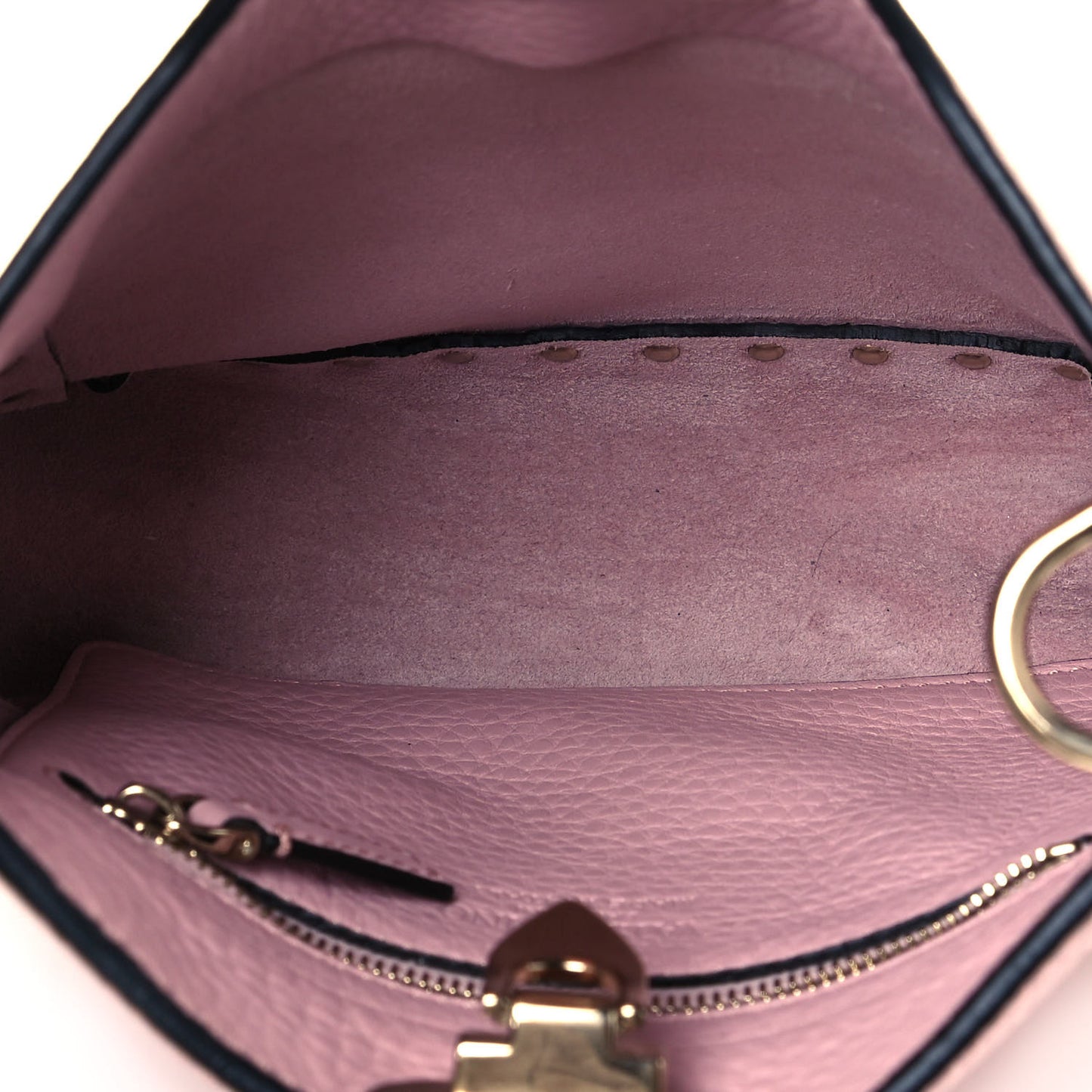 Pebbled Calfskin Mini Rockstud Flip-Lock Messenger Bag Water Rose