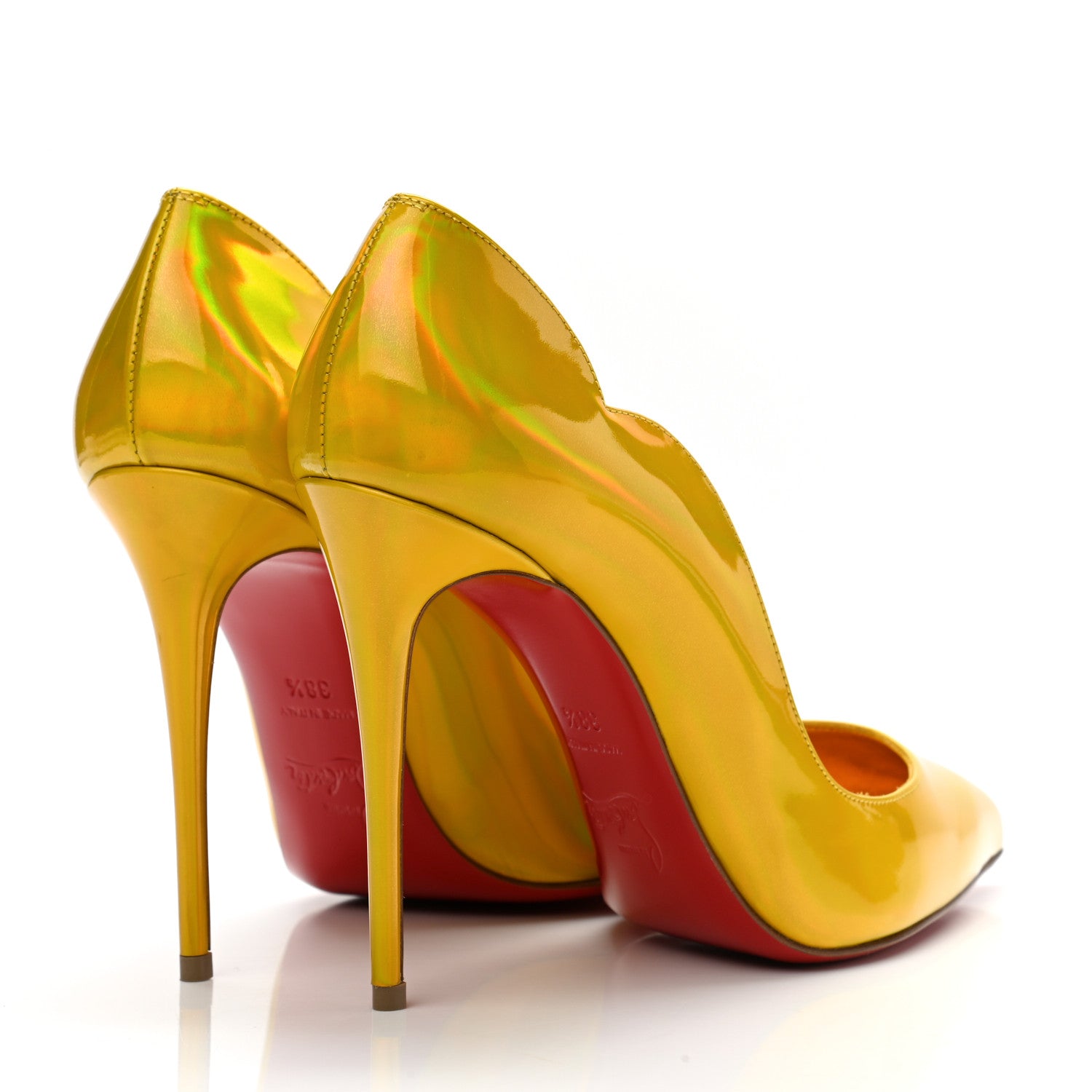 Christian Louboutin Metallic Hot Chick 100 Pumps 38.5 Yellow 4 of 8