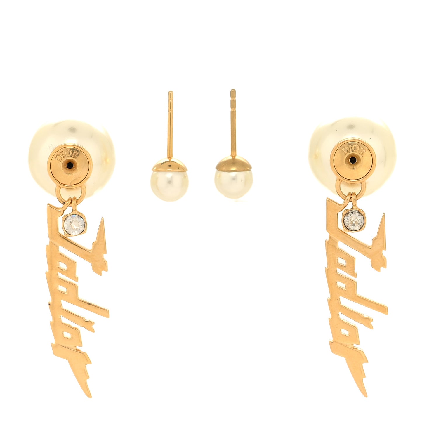 Pearl Crystal J'Adior Tribale Dangle Earrings Gold