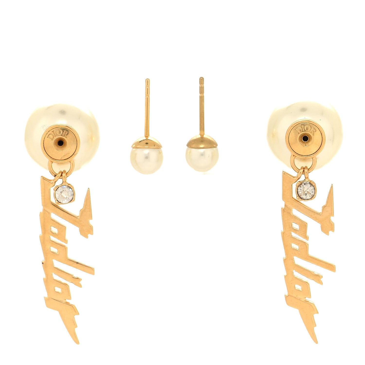 Christian Dior Pearl Crystal J'Adior Tribale Dangle Earrings Gold 3 of 4