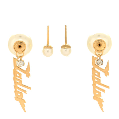 Christian Dior Pearl Crystal J'Adior Tribale Dangle Earrings Gold 3 of 4