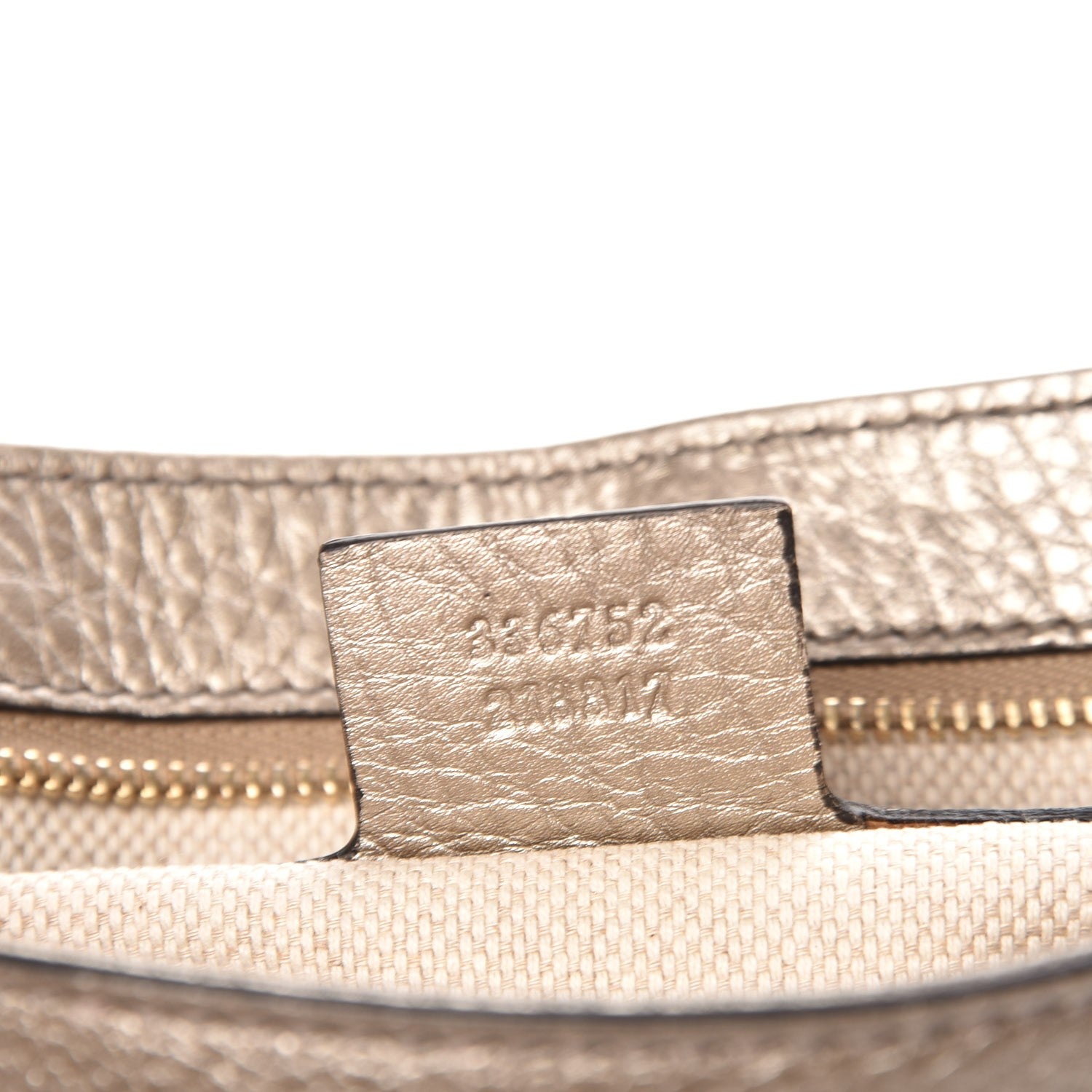 Gucci Metallic Pebbled Calfskin Medium Soho Flap Crossbody Golden Beige 7 of 7