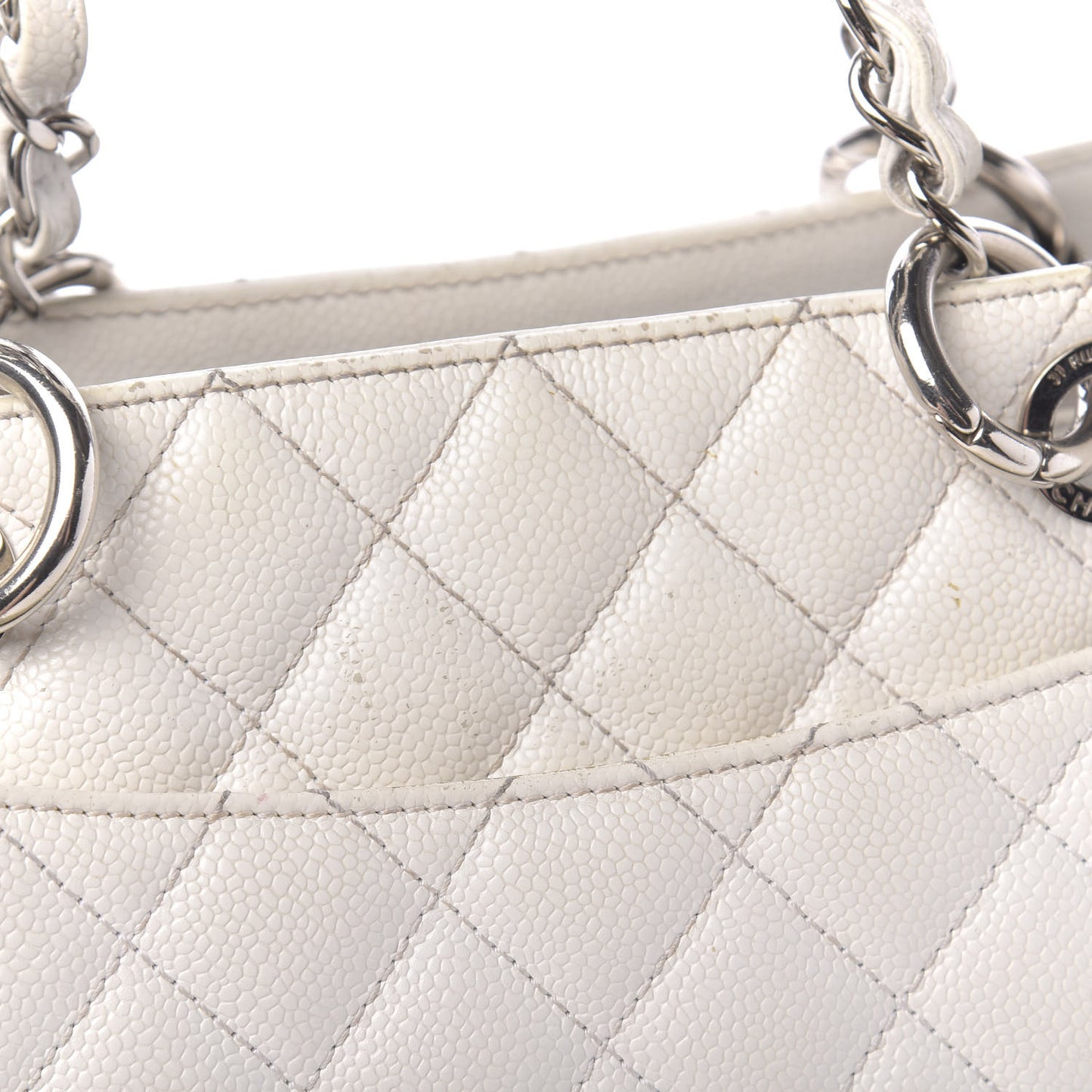 Caviar Quilted Grand Shopping Tote GST White
