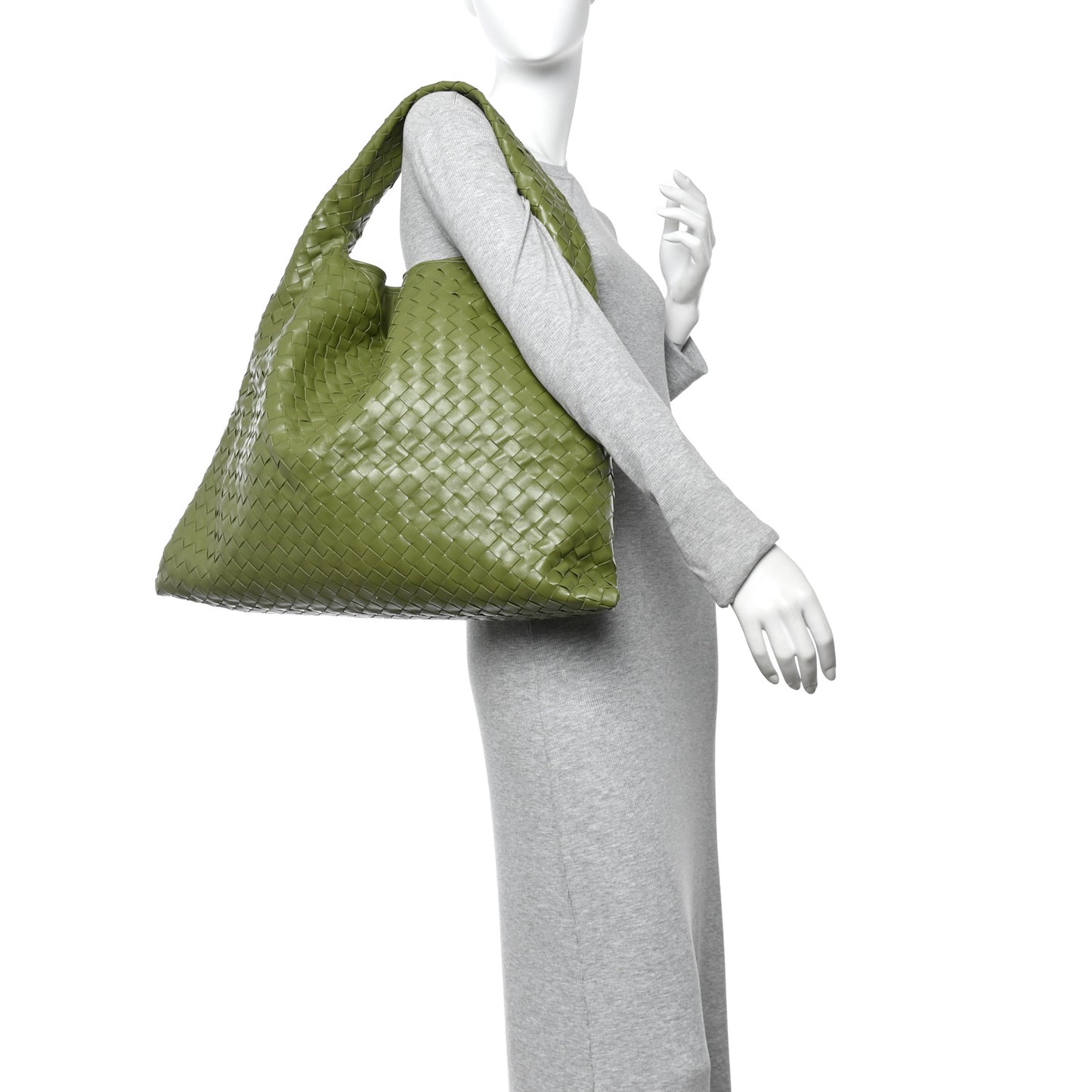 Calfskin Intrecciato Large Hop Matcha