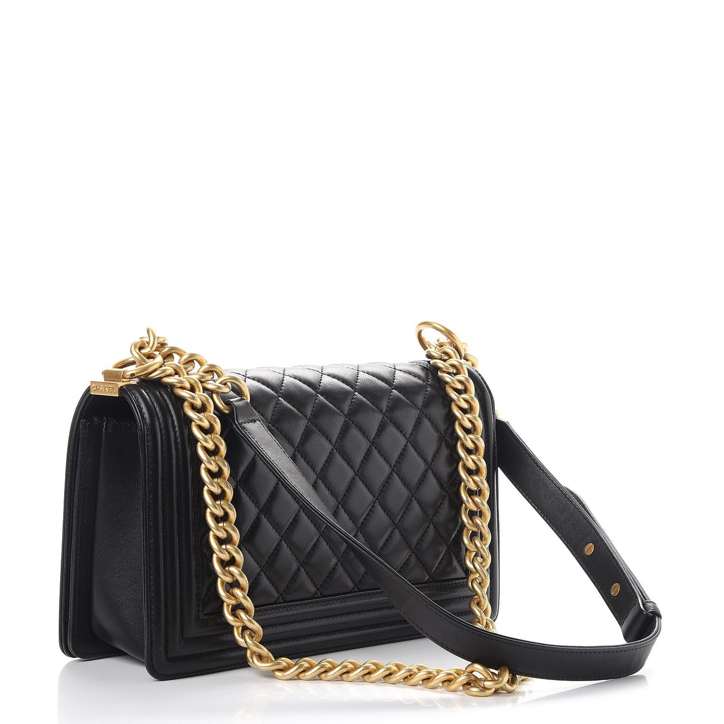 Lambskin Quilted Medium Boy Flap Black