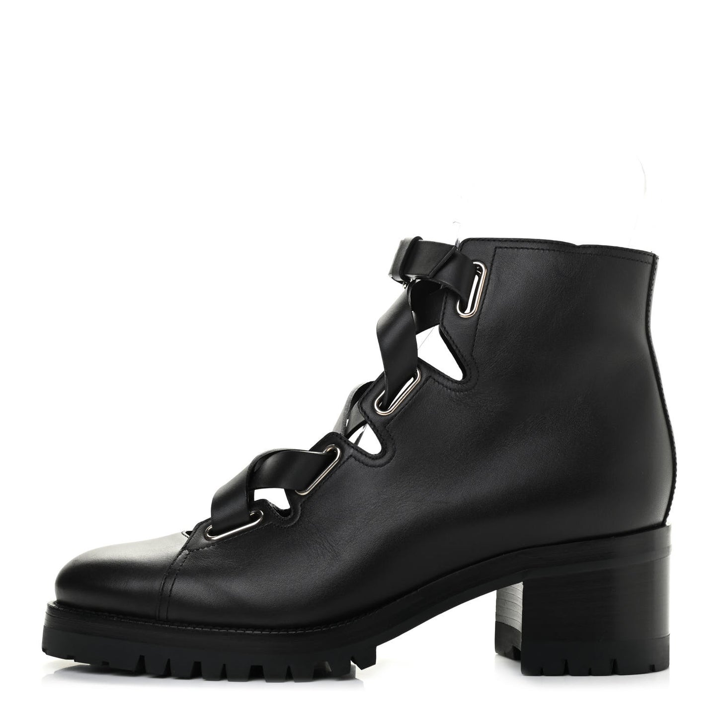 Calfskin Plum Lace Up Combat Boots 41 Black