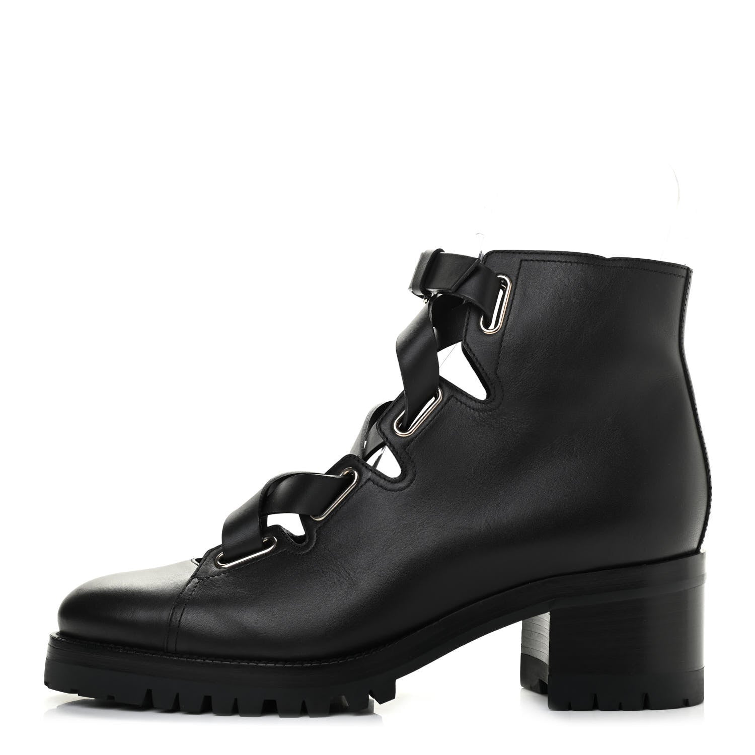 Valentino Garavani Calfskin Plum Lace Up Combat Boots 41 Black 1 of 9