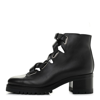 Valentino Garavani Calfskin Plum Lace Up Combat Boots 41 Black 1 of 9
