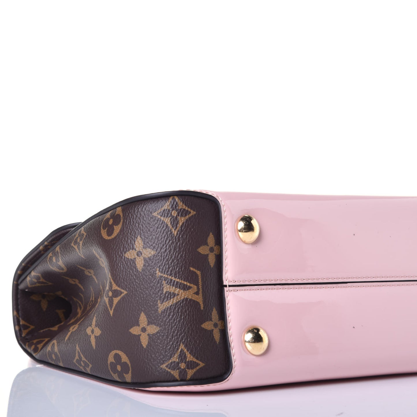 Patent Calfskin Monogram Cherrywood PM Rose Ballerine