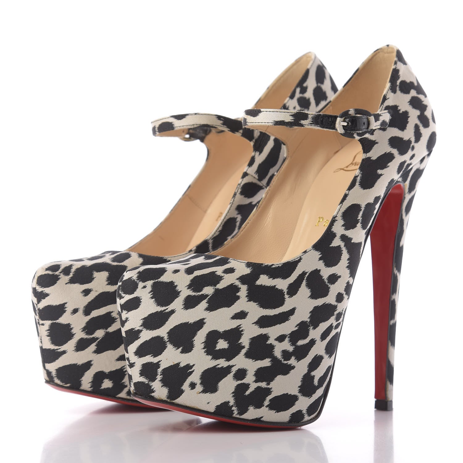 Christian Louboutin Tissu Leopardino Lady Daf 160 Pumps 37.5 Black White 3 of 10