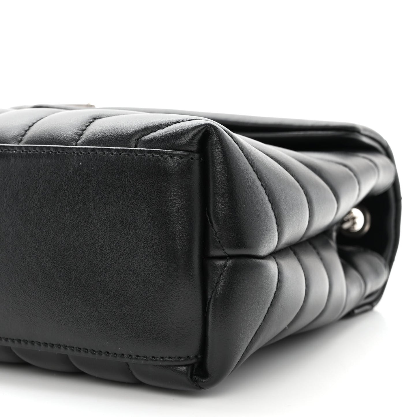 Calfskin Y Quilted Monogram Small Loulou Chain Satchel Black