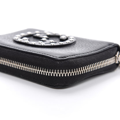 Gucci Pebbled Calfskin Studded Soho Compact Disco Zip Around Wallet Black 9 of 14